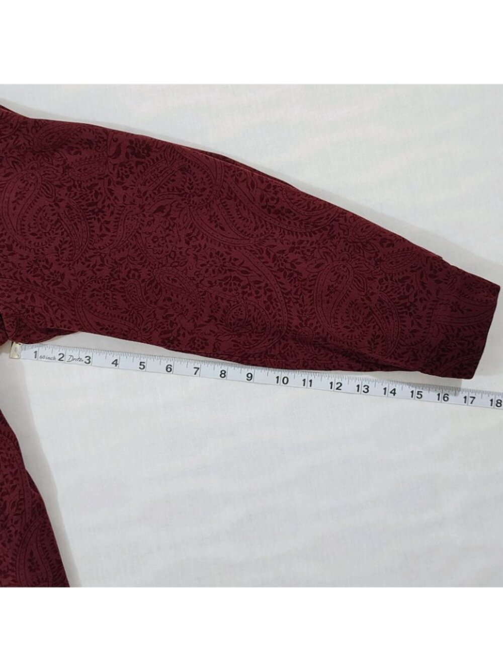 Maggie McNaughton Button Up Shirt Womens Size 18W Paisley Burgundy Long Sleeves - Picture 10 of 13